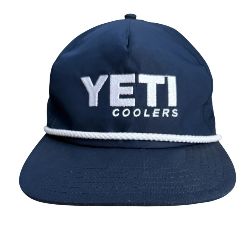 Yeti Coolers Rope Hat Mid Pro Flat Brim Snap Back Dad Hat Recycled Blue White